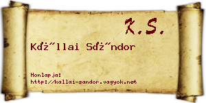 Kállai Sándor névjegykártya