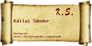 Kállai Sándor névjegykártya